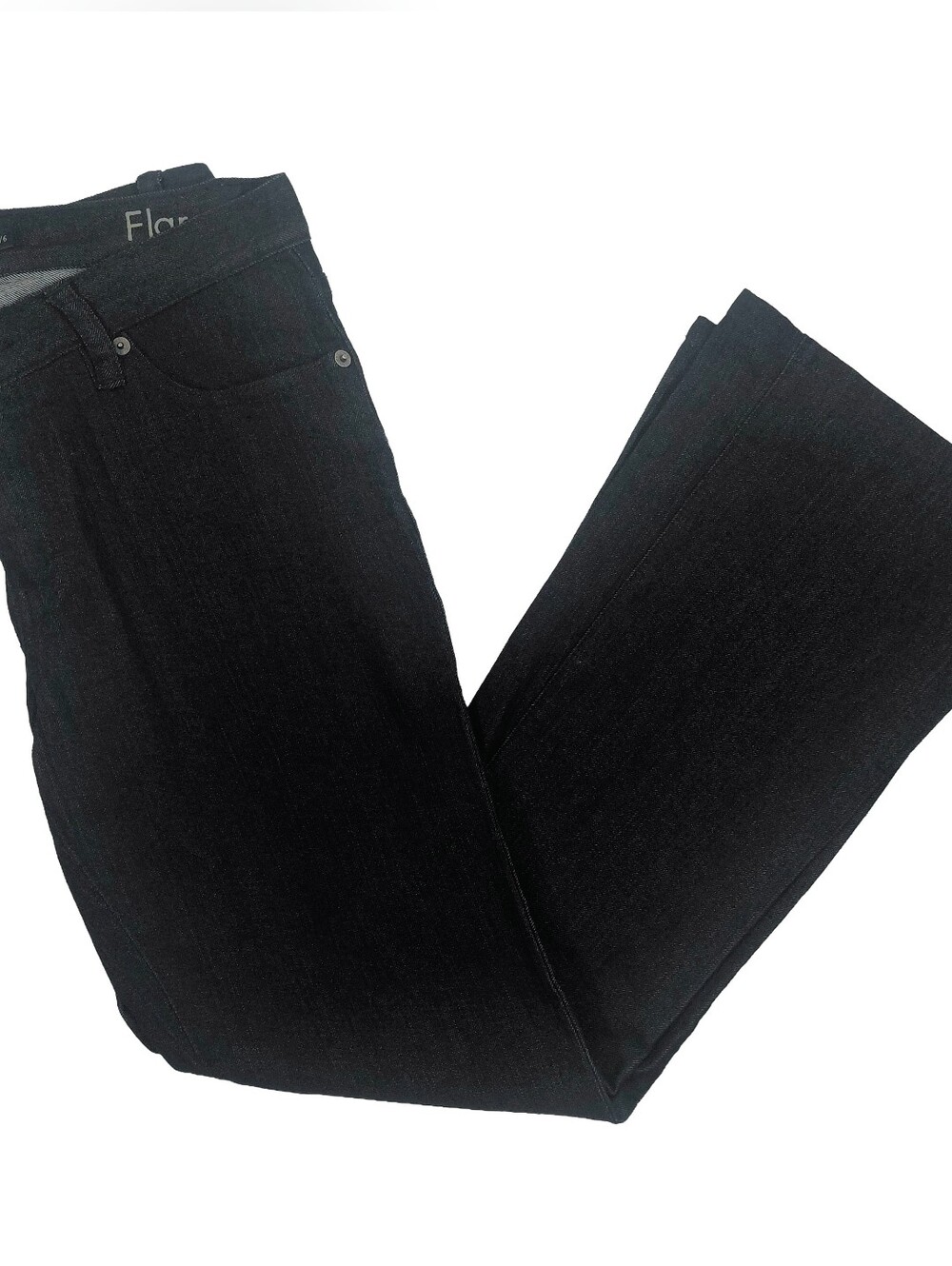 VTG Calvin Klein Jeans Black Flare Wide-Leg Jeans Y2K 90s Steampunk Grunge Sz 6